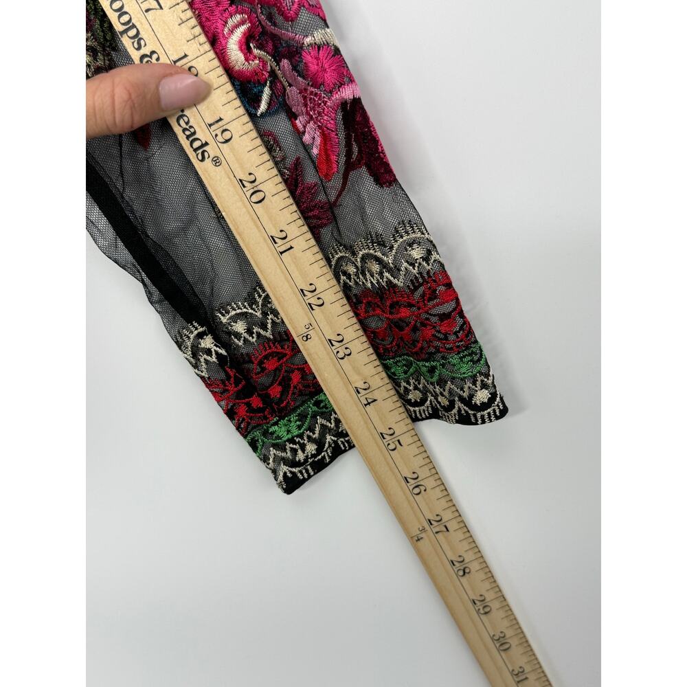 By Megyn Maxi Dress Women Size 10/12 (Estimated) Black Embroidered Floral Mesh - Picture 11 of 12